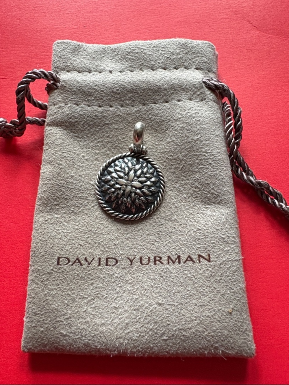 Genuine and Authentic David Yurman Lotus Amulet with Diamonds